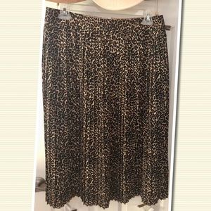 NWT J CREW ANIMAL PRINT FULLY PLEATED SKIRT SZ 14